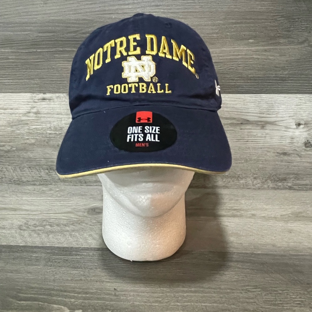 NWT Under Armour Mens Notre Dame Basketball Hat Navy Blue One Size Fits All